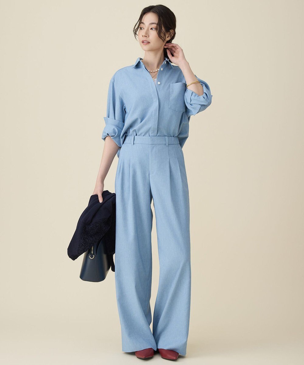 自由区 L 【セットアップ対応】ソフトリネンダンガリーワイド パンツ 