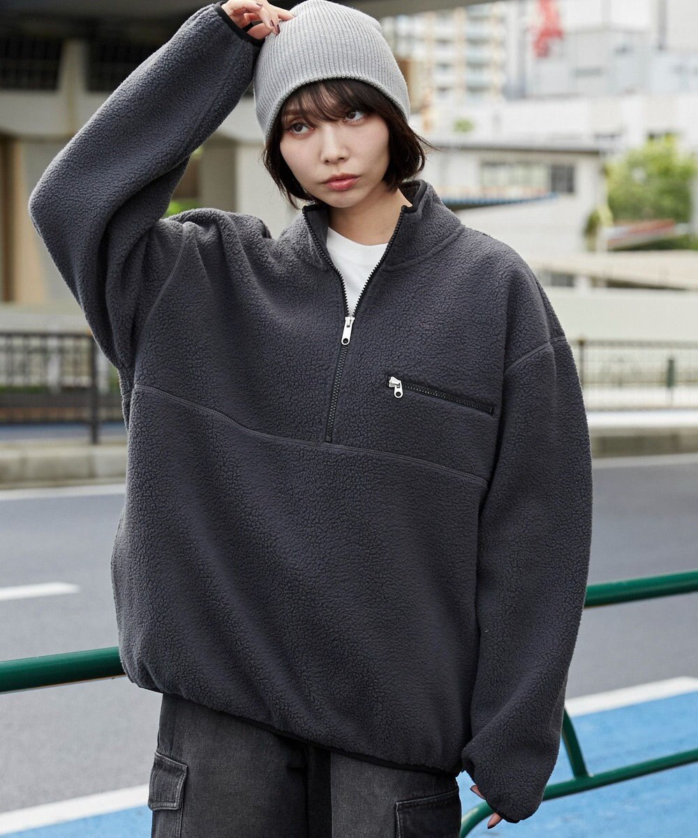 WEGO 【ユニセックス着用】フリース　ハーフZIPプルオーバー 