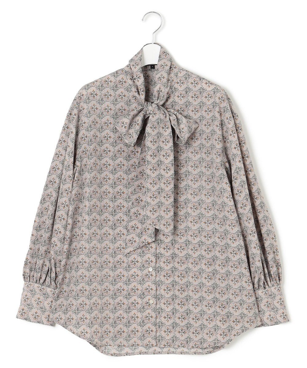 J.PRESS YORK STREET 【WOMEN】タイルプリント ボウタイブラウス 