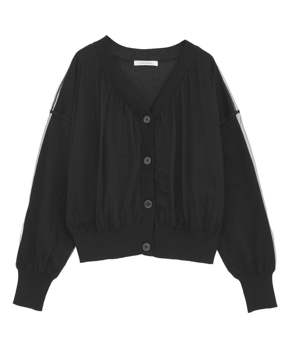 Green Parks チュールドッキングＶネックニットカーディガン 