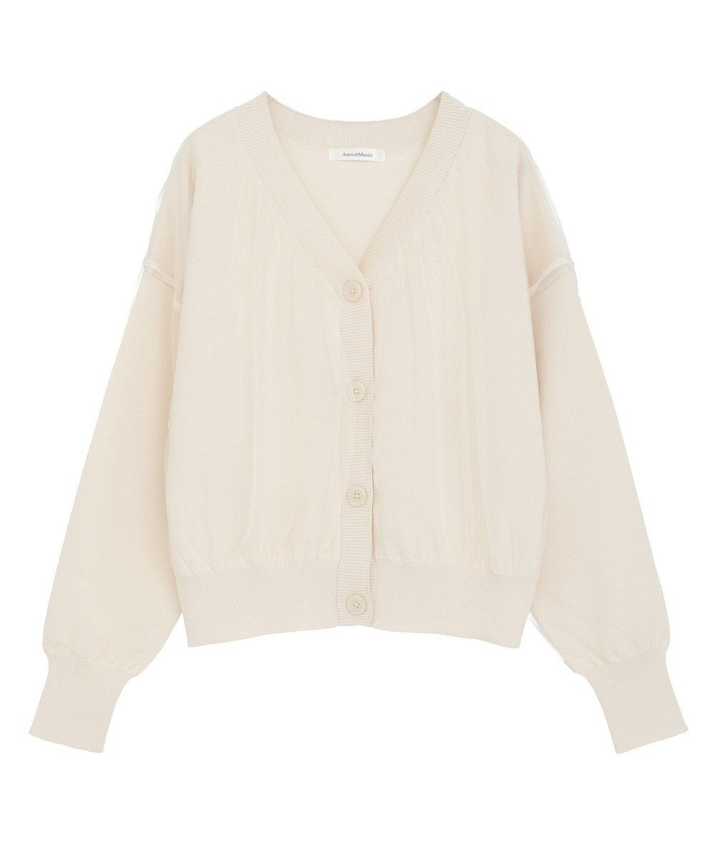 Green Parks チュールドッキングＶネックニットカーディガン 