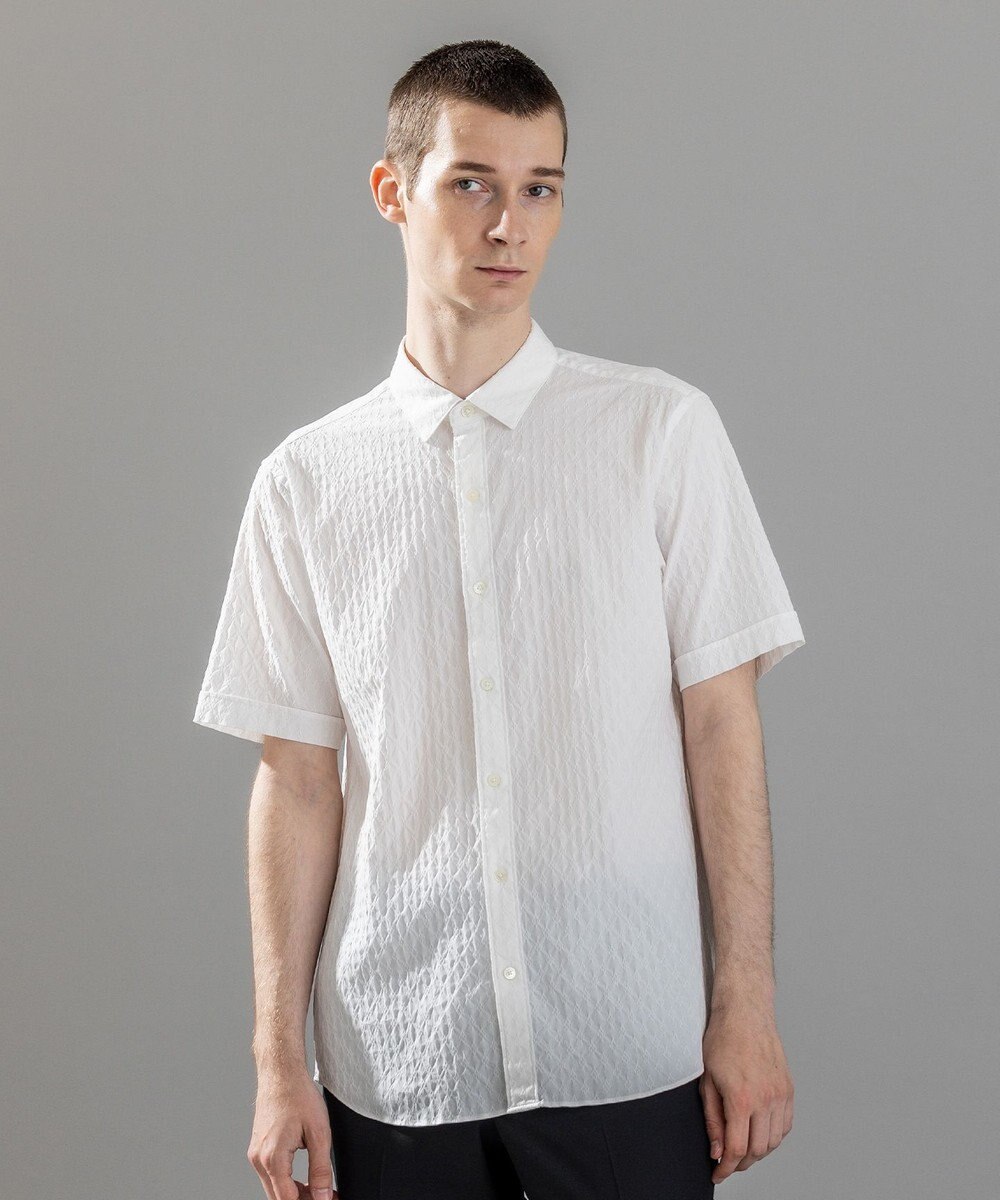 JOSEPH HOMME 新柄【ストレッチ】ハムサジャガードストレッチ　レギュラーカラー半袖シャツ 