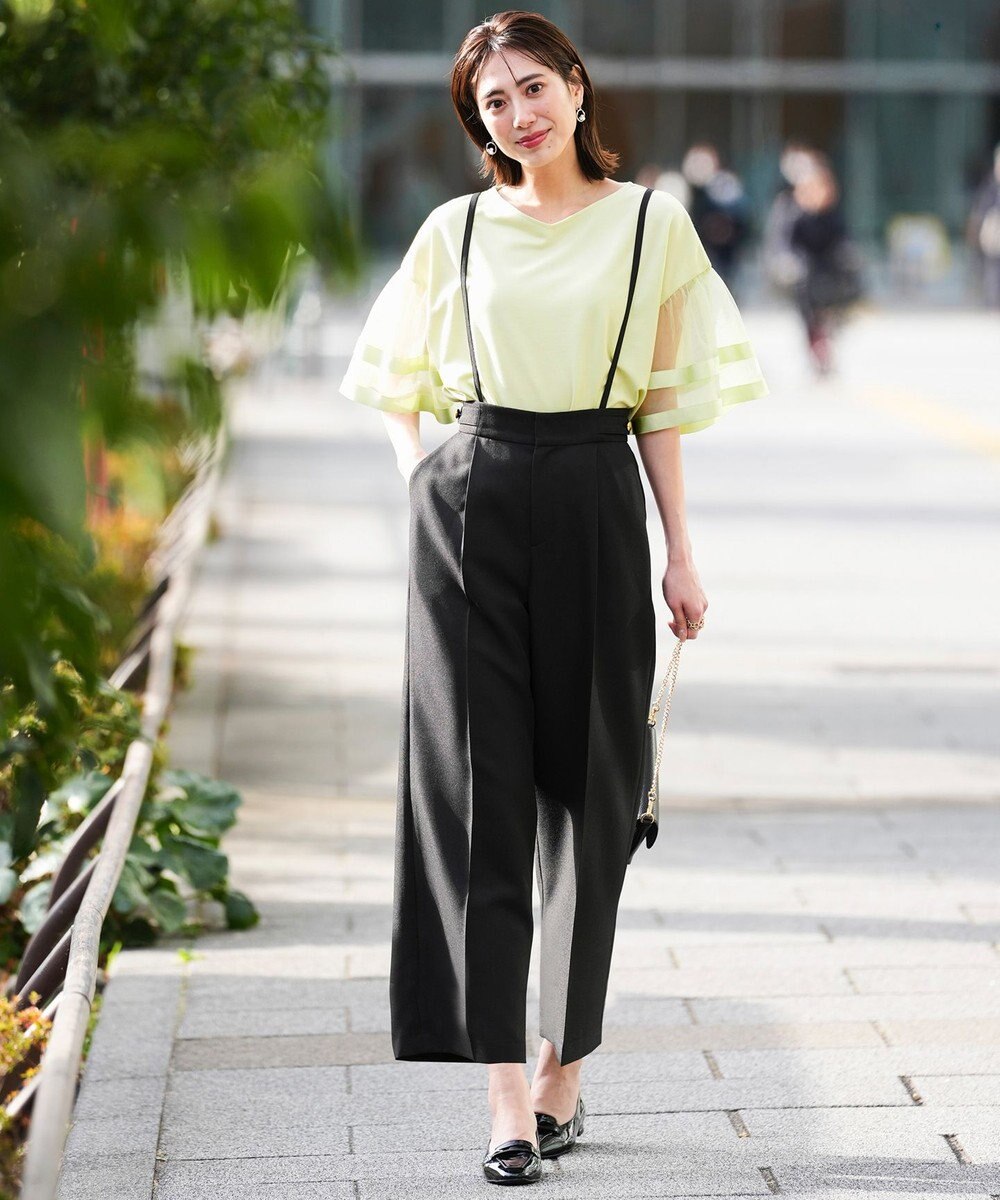 ANY SIS L ゆるVネックチュールフリル袖 プルオーバー 