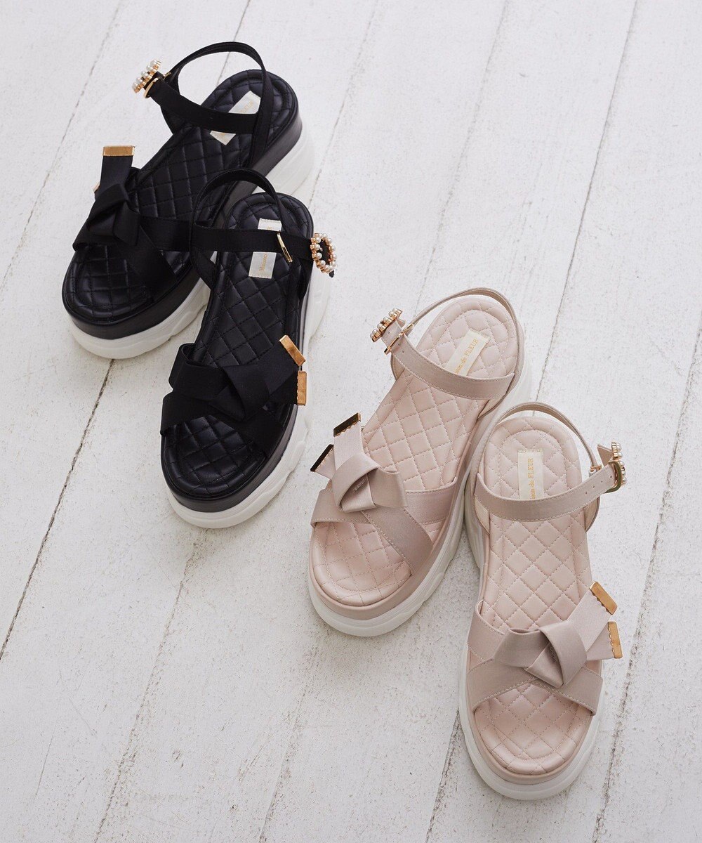 Maison de FLEUR リボンビジュースニーカーサンダル 
