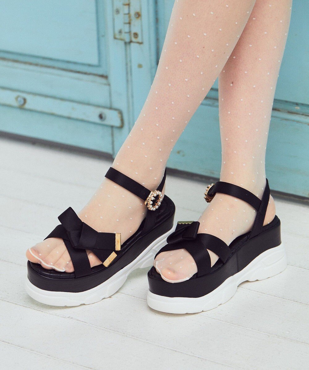 Maison de FLEUR リボンビジュースニーカーサンダル 