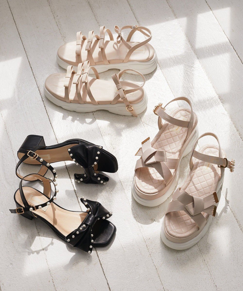 Maison de FLEUR リボンビジュースニーカーサンダル 