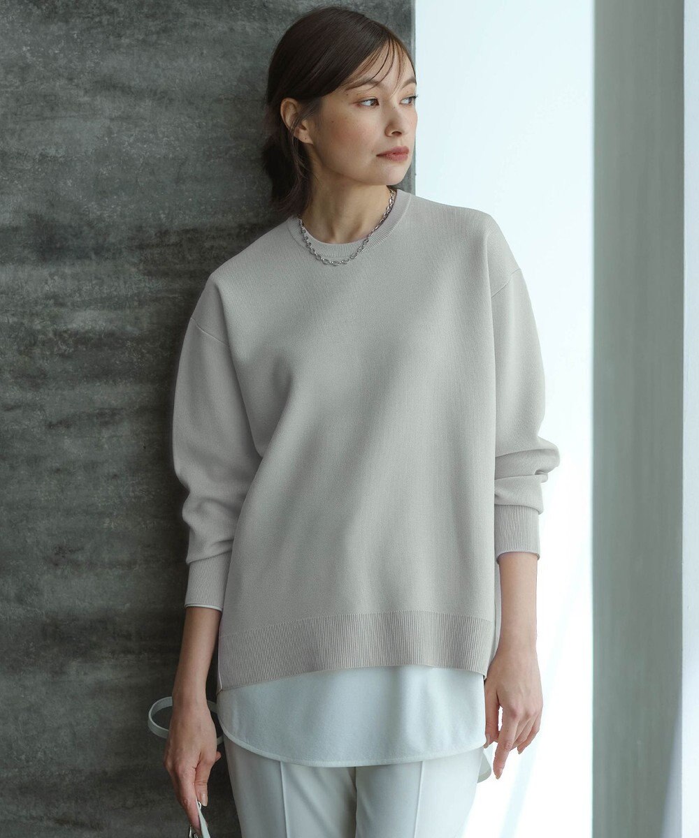 ICB L 【洗える】 シンセティックダブルフェイス ニットプルオーバー 