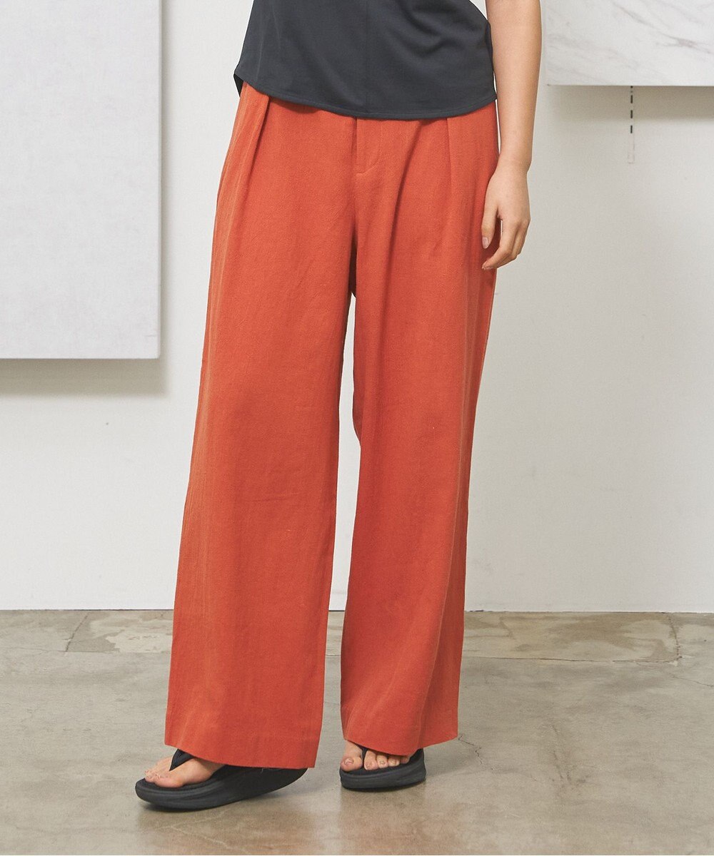 J.PRESS YORK STREET 【WOMEN】コットンワッシャータックワイド パンツ 