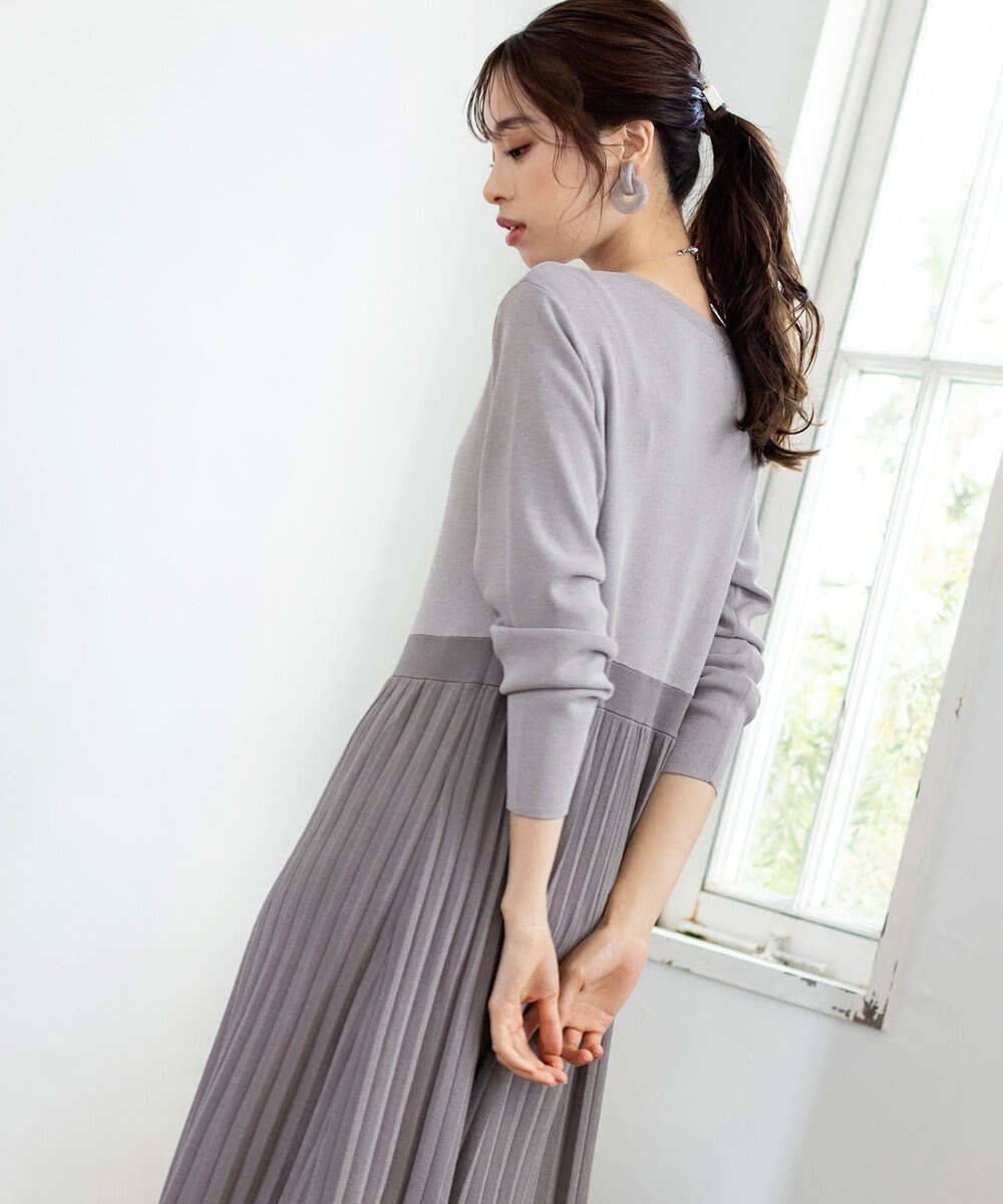 Tiaclasse L 【洗える】1枚で着映えするプリーツニットワンピース 