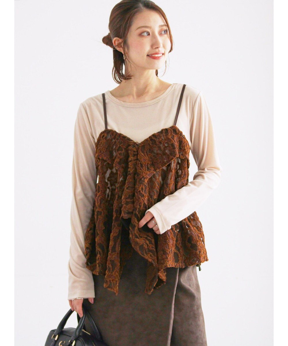 Te chichi ベロアレースキャミソール 