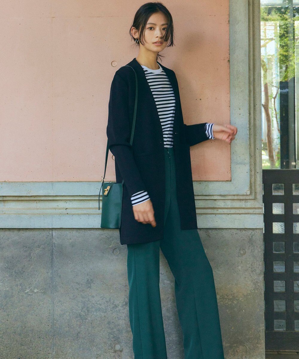 ICB 【洗える】シンセティックヤーンスムース ロングニットジャケット 