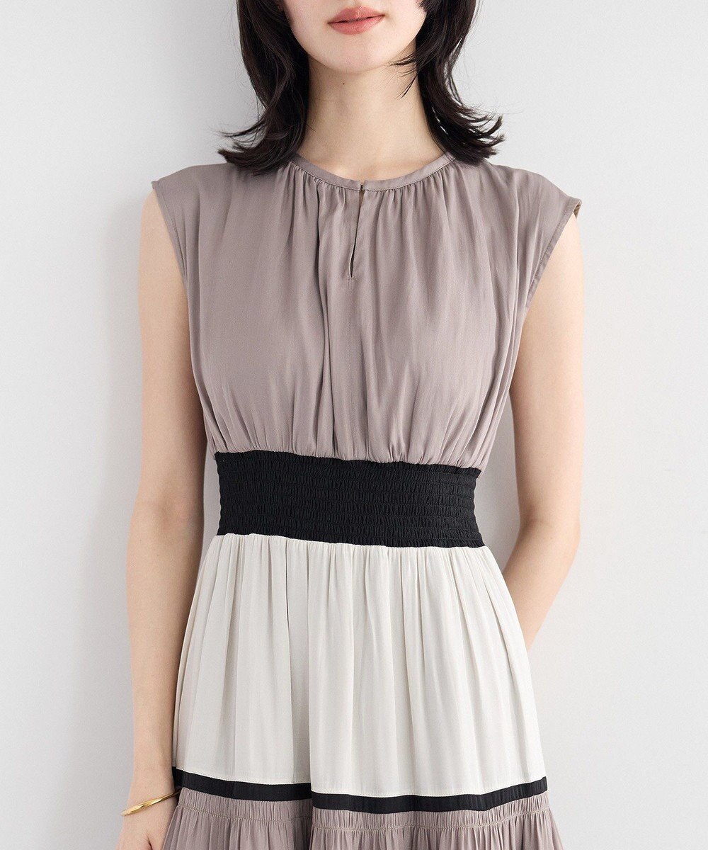 YECCA VECCA マルチカラーシャーリングワンピース 