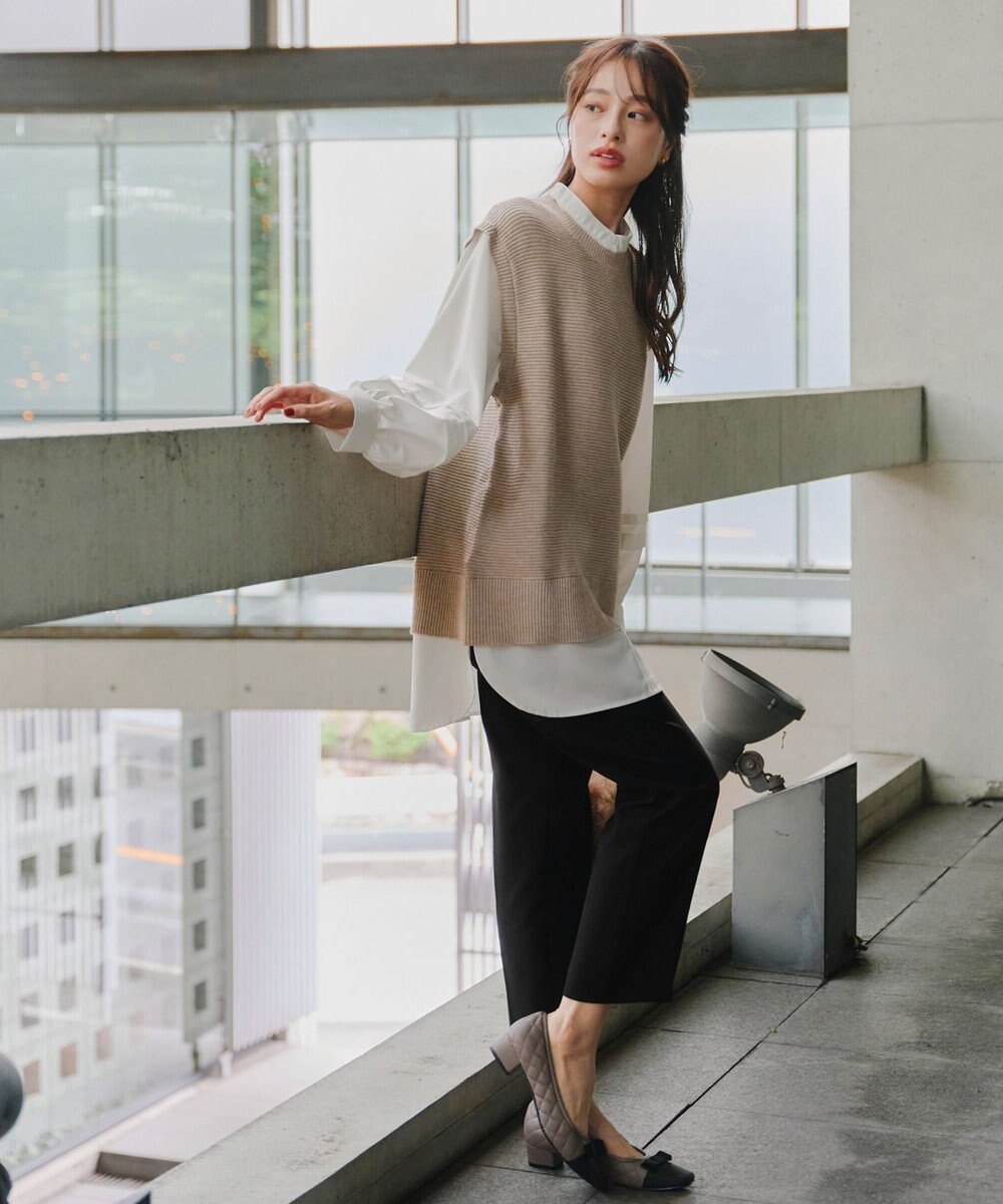 Tiaclasse L 【新色追加・2way・洗える】シャツドッキングニットベスト 