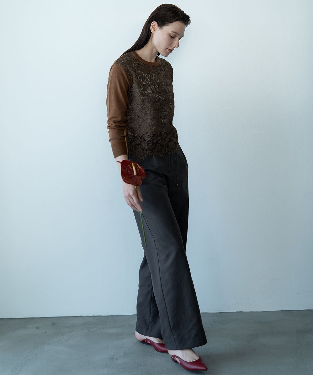 自由区 【カトリエムブーケ】Tricot de dentelle レースプルオーバーニット 