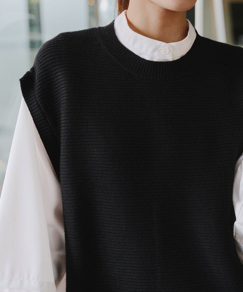 Tiaclasse L 【新色追加・2way・洗える】シャツドッキングニットベスト 