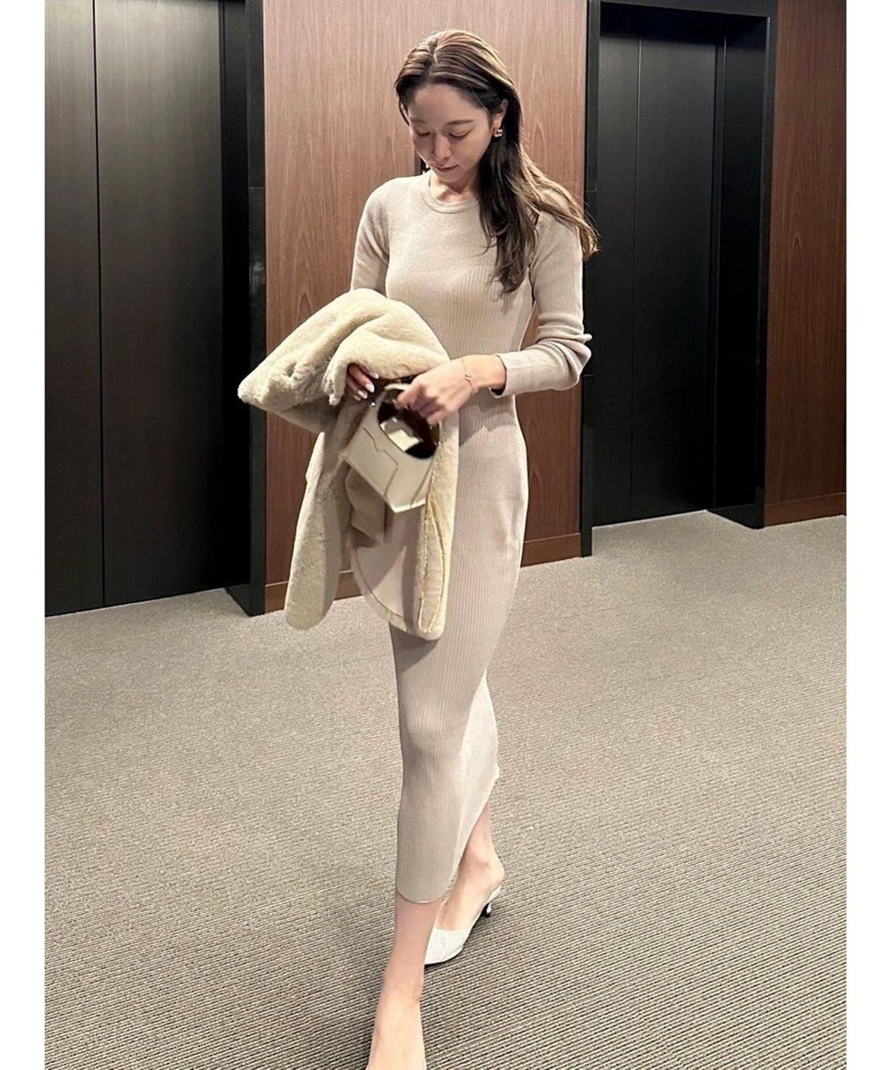 Green Parks タイトシルエットリブニットワンピース 