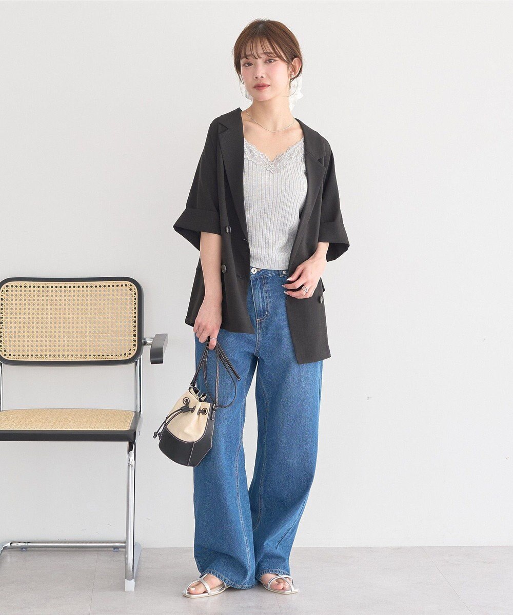 earth music&ecology 【セットアップ対応】リネンライクダブルジャケット 