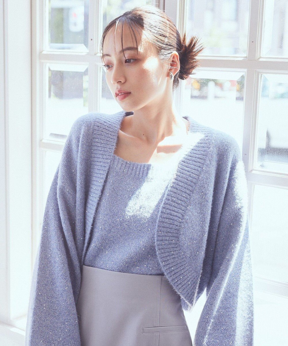 earth music&ecology ＳＥＴ２点スパンコールニットボレロ×タンク 