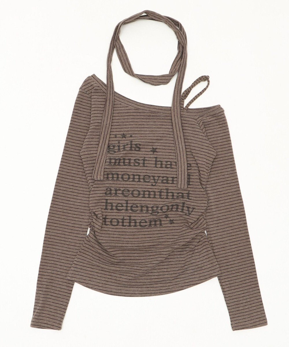 WEGO チョーカー付きボーダーロゴトップ 