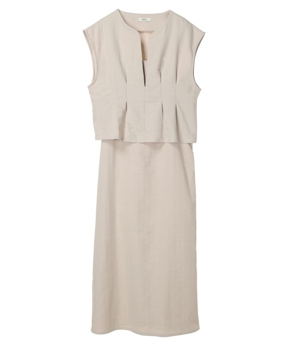 earth music&ecology ＳＥＴ２点ヘリンボーンベスト＋キャミドレ 