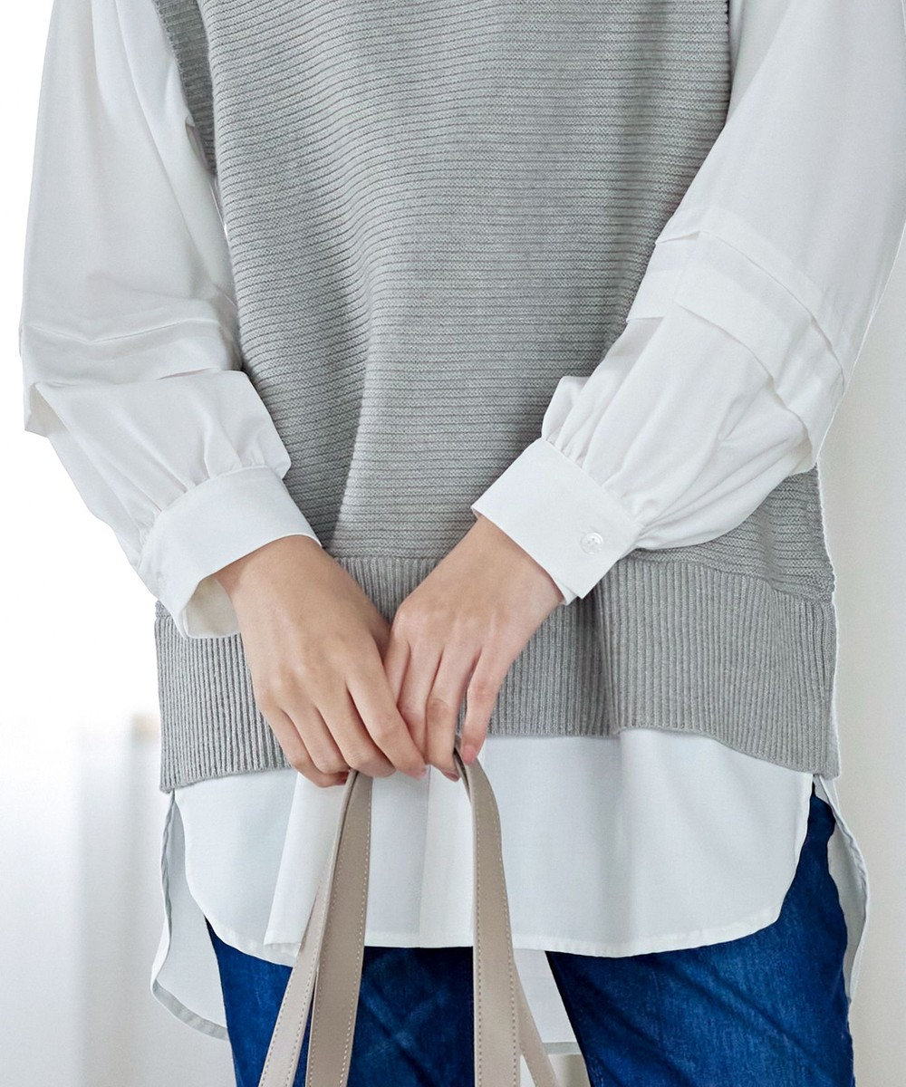 Tiaclasse L 【新色追加・2way・洗える】シャツドッキングニットベスト 