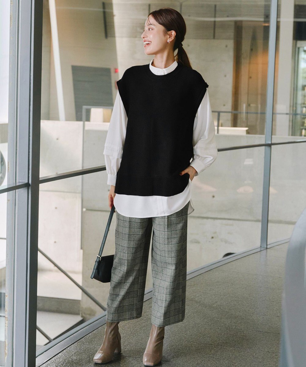 Tiaclasse L 【新色追加・2way・洗える】シャツドッキングニットベスト 