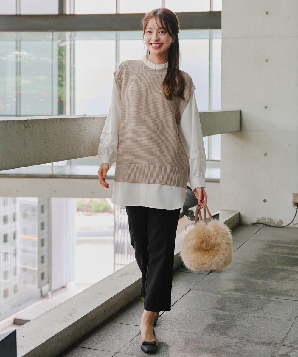 Tiaclasse L 【新色追加・2way・洗える】シャツドッキングニットベスト 