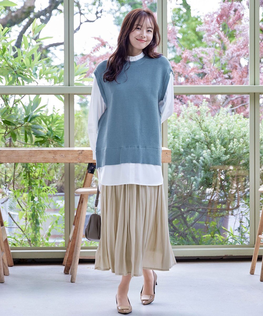 Tiaclasse L 【新色追加・2way・洗える】シャツドッキングニットベスト 