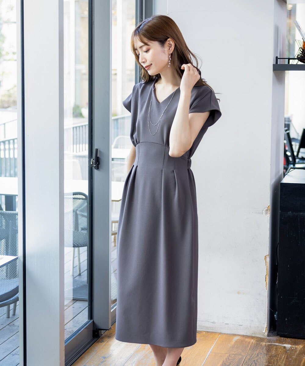 Tiaclasse 【洗える】ハイストレッチジョーゼットワンピース 