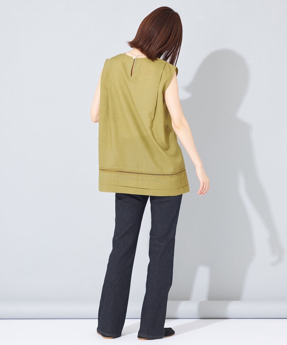 SHARE PARK LADIES 【洗える】ウォッシャブルリネン　ノースリブラウス 