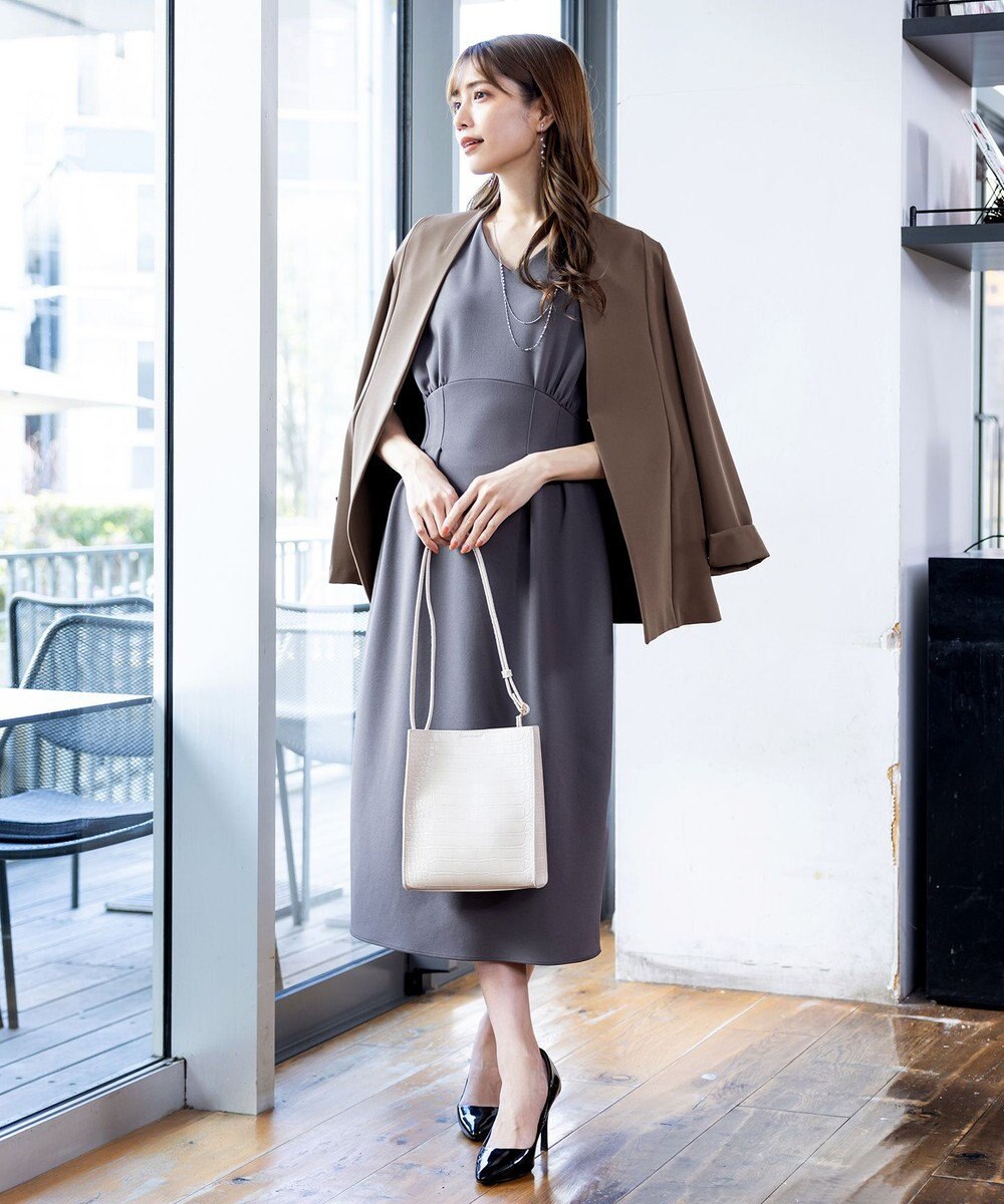 Tiaclasse 【洗える】ハイストレッチジョーゼットワンピース 