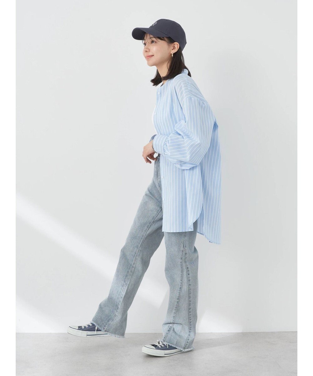 earth music&ecology バンドカラーストライプシャツ 