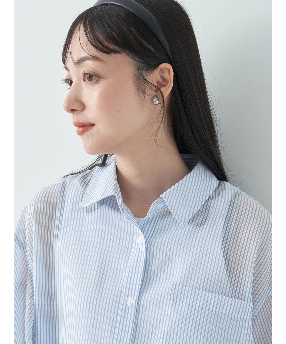 earth music&ecology 袖スリットリボンロングシャツ 