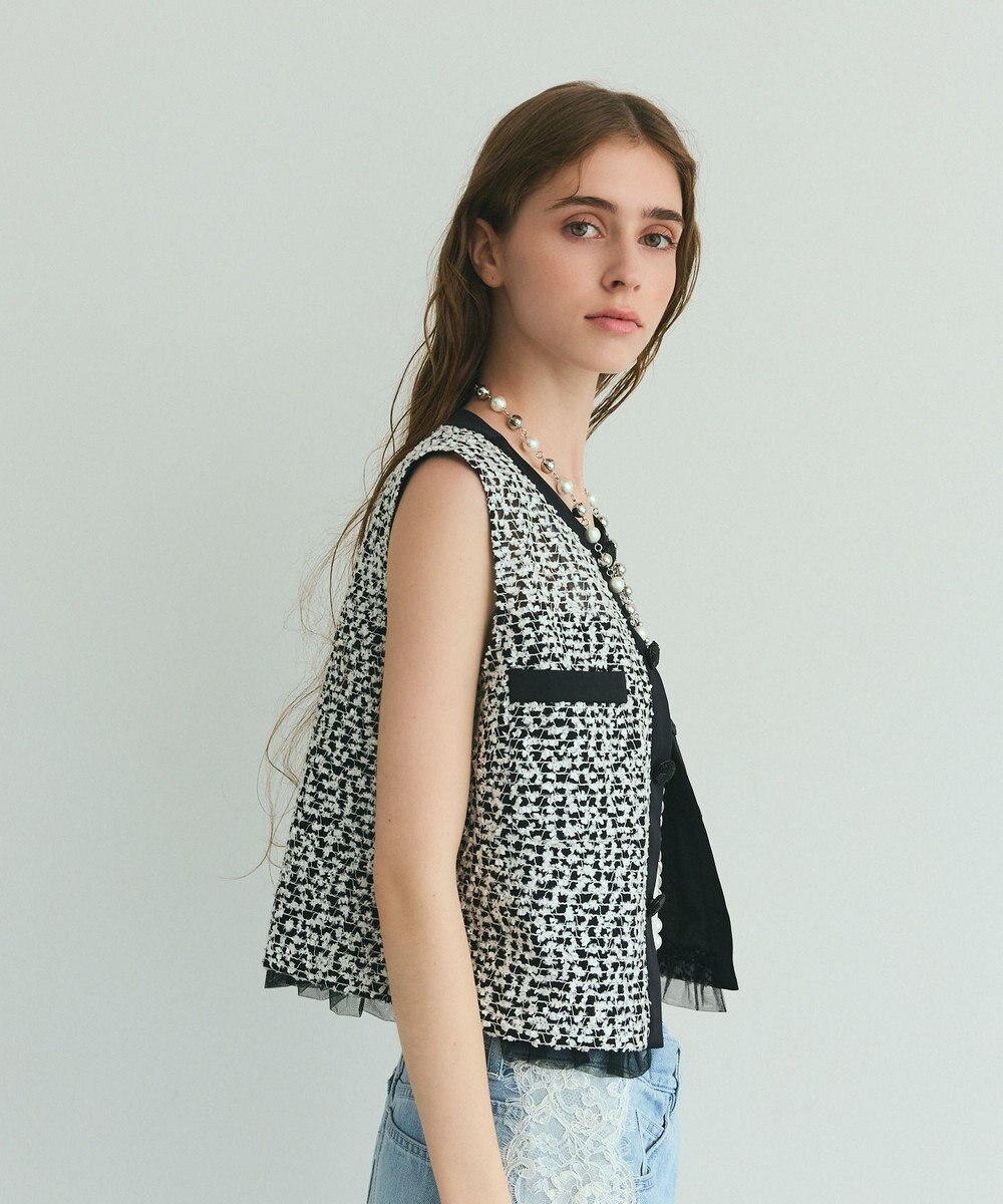 GRACE CONTINENTAL フェザーembドレス 