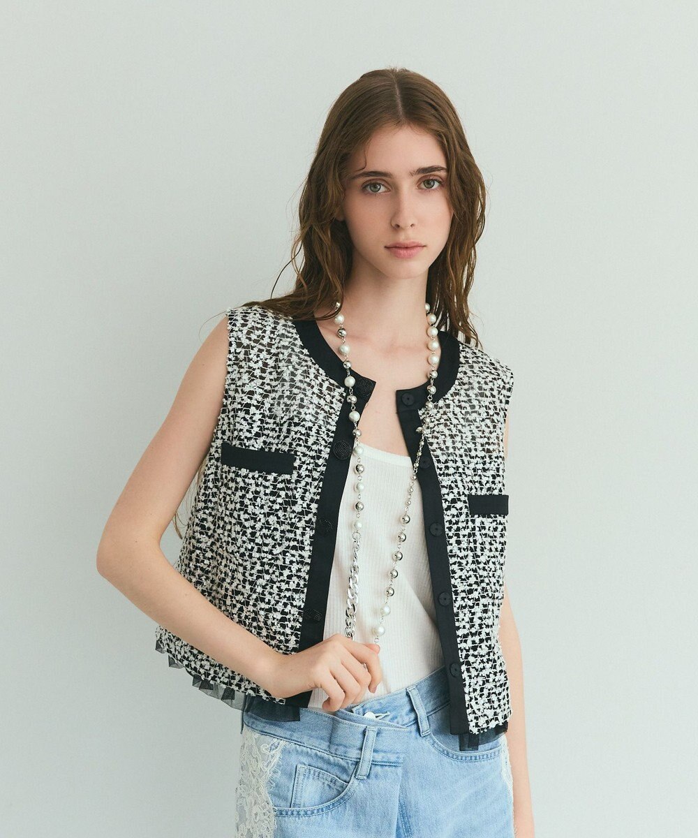 GRACE CONTINENTAL フェザーembドレス 