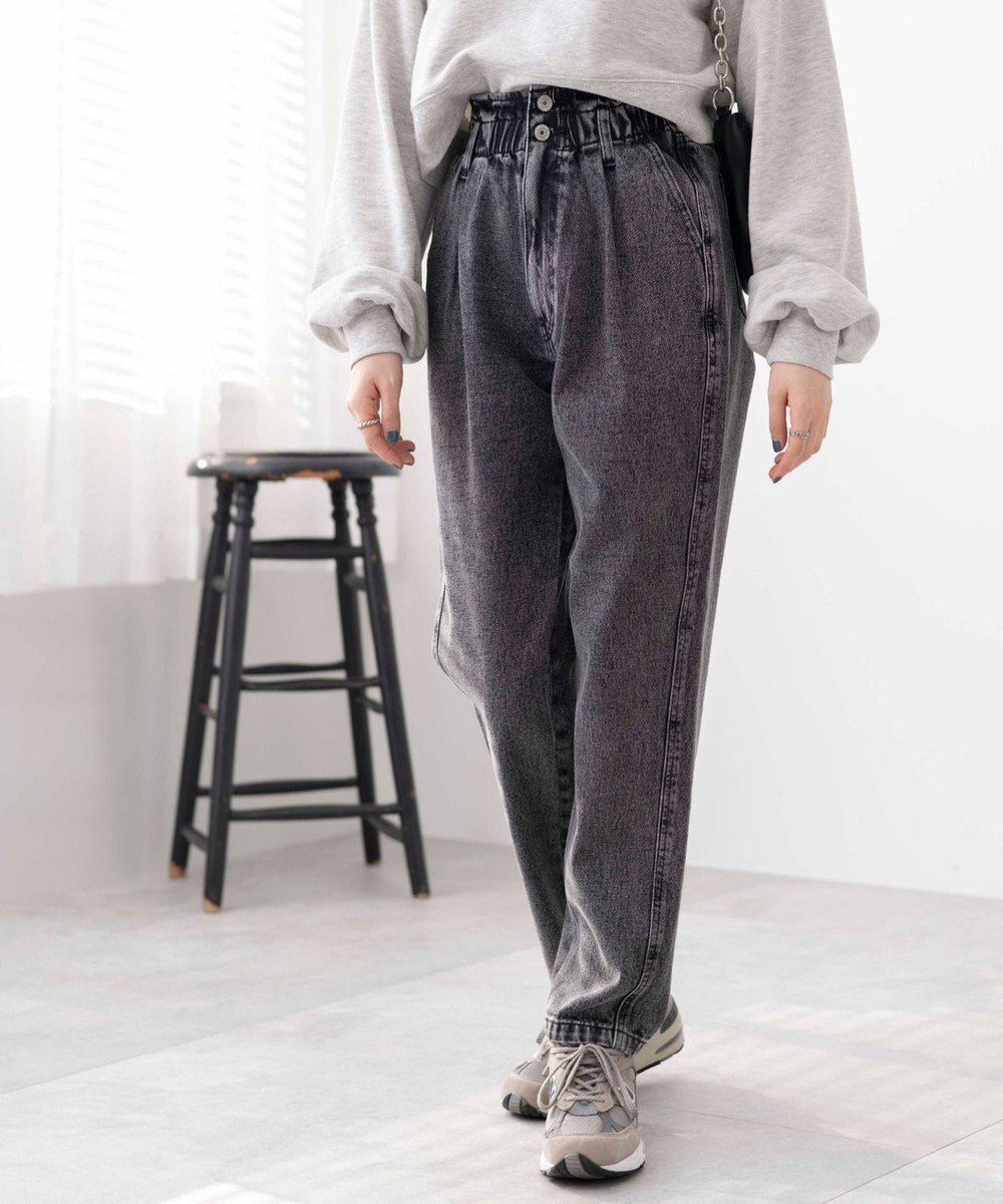 WEGO ウエストフリルマムデニムパンツ 