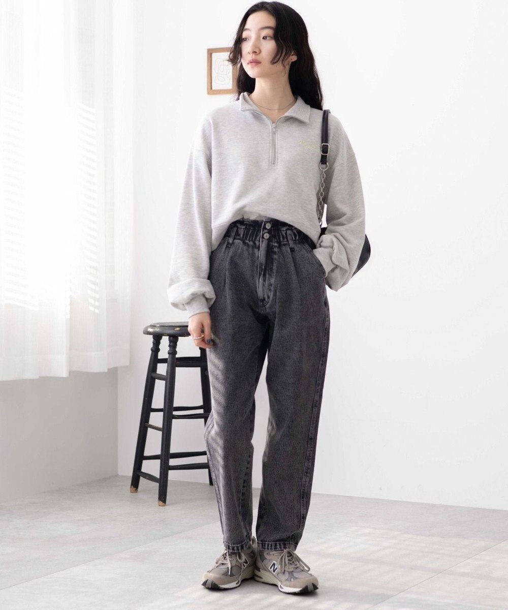 WEGO ウエストフリルマムデニムパンツ 