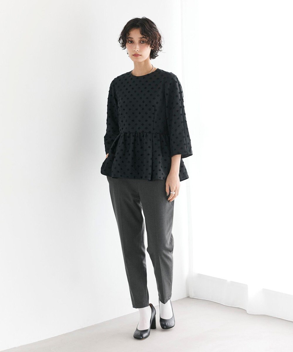 #Newans 【洗濯機可】ジャガ―ドドットペプラムブラウス 
