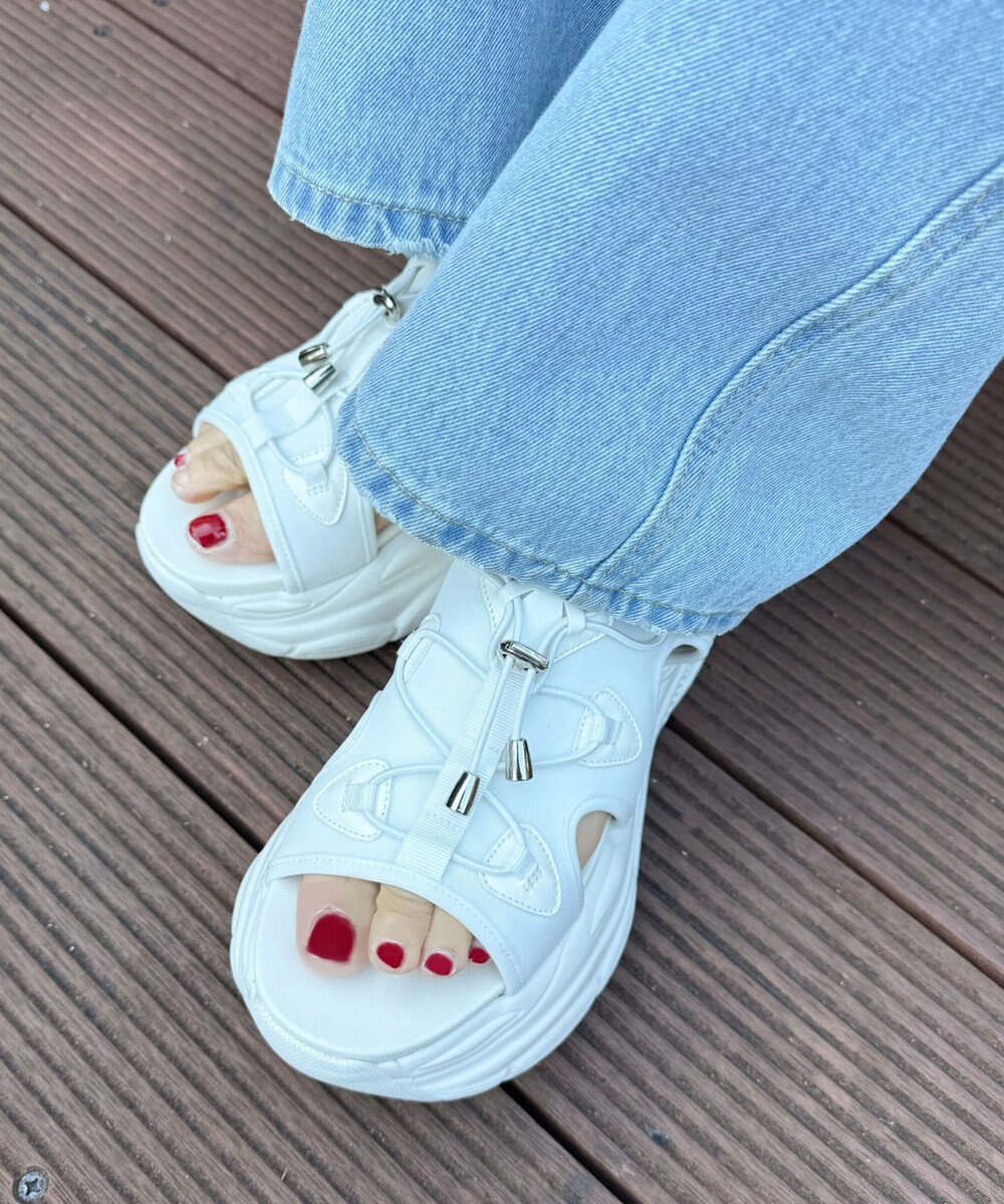 WEGO 【SMLXLサイズ展開】クリアライトソールレースアップサンダル 