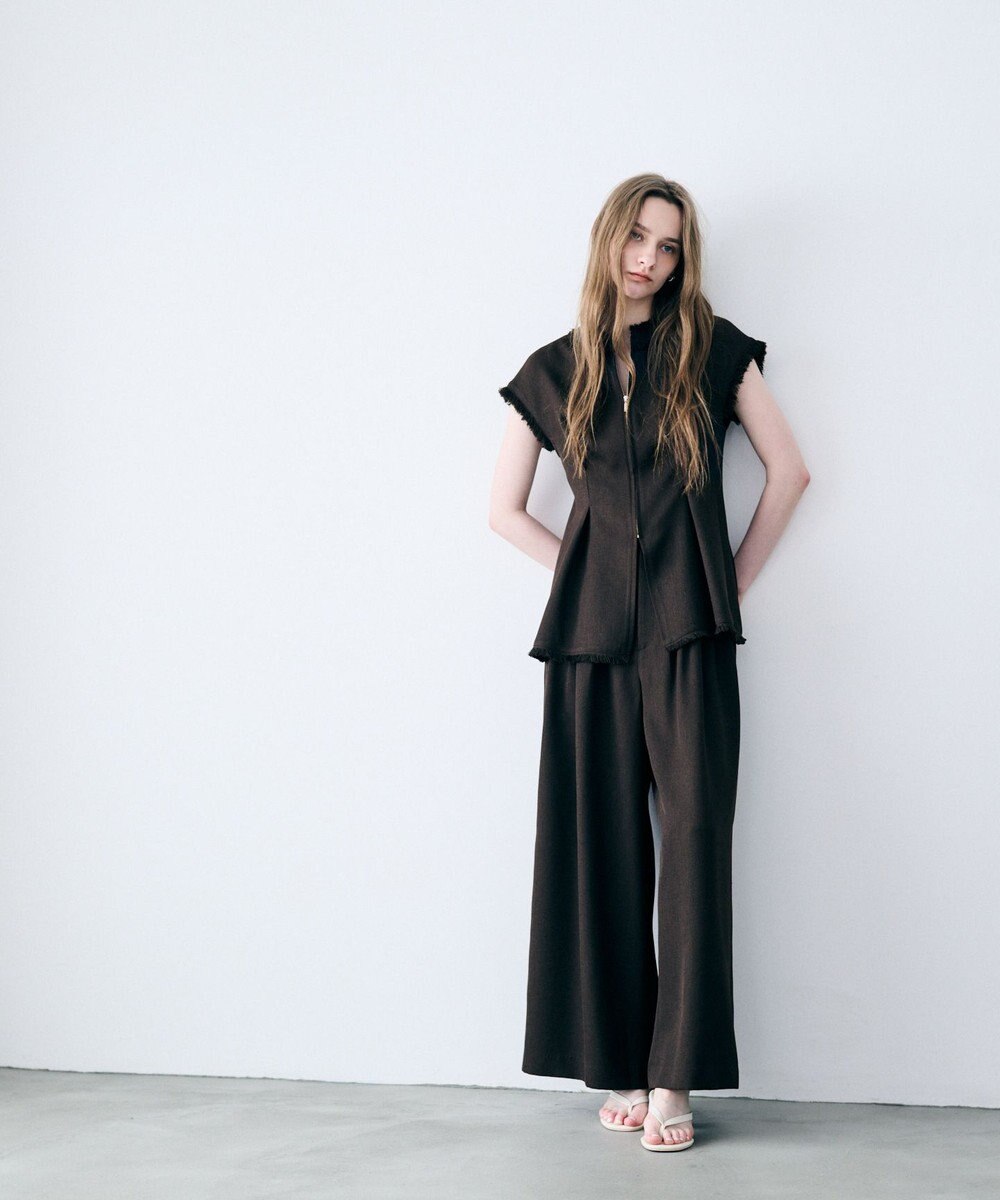 uncrave リネンライクツイル ワイドパンツ 