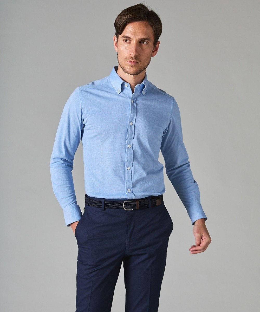 GOTAIRIKU 【吸水速乾】クールマックス鹿の子 ビズシャツ_ボタンダウン 