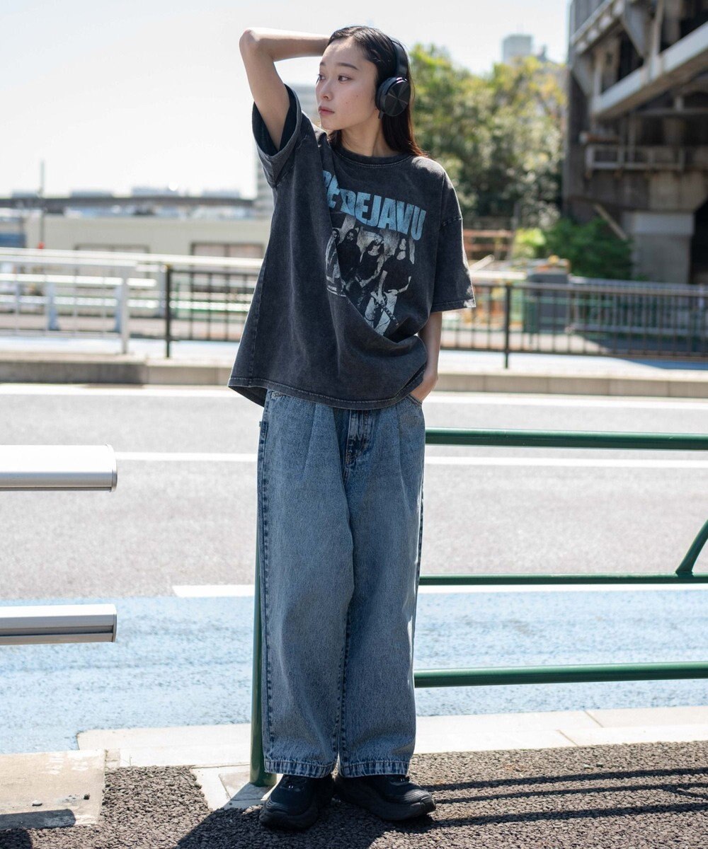 WEGO 【ユニセックス着用ITEM/SMLサイズ展開】ルーズテーパードデニムパンツ 