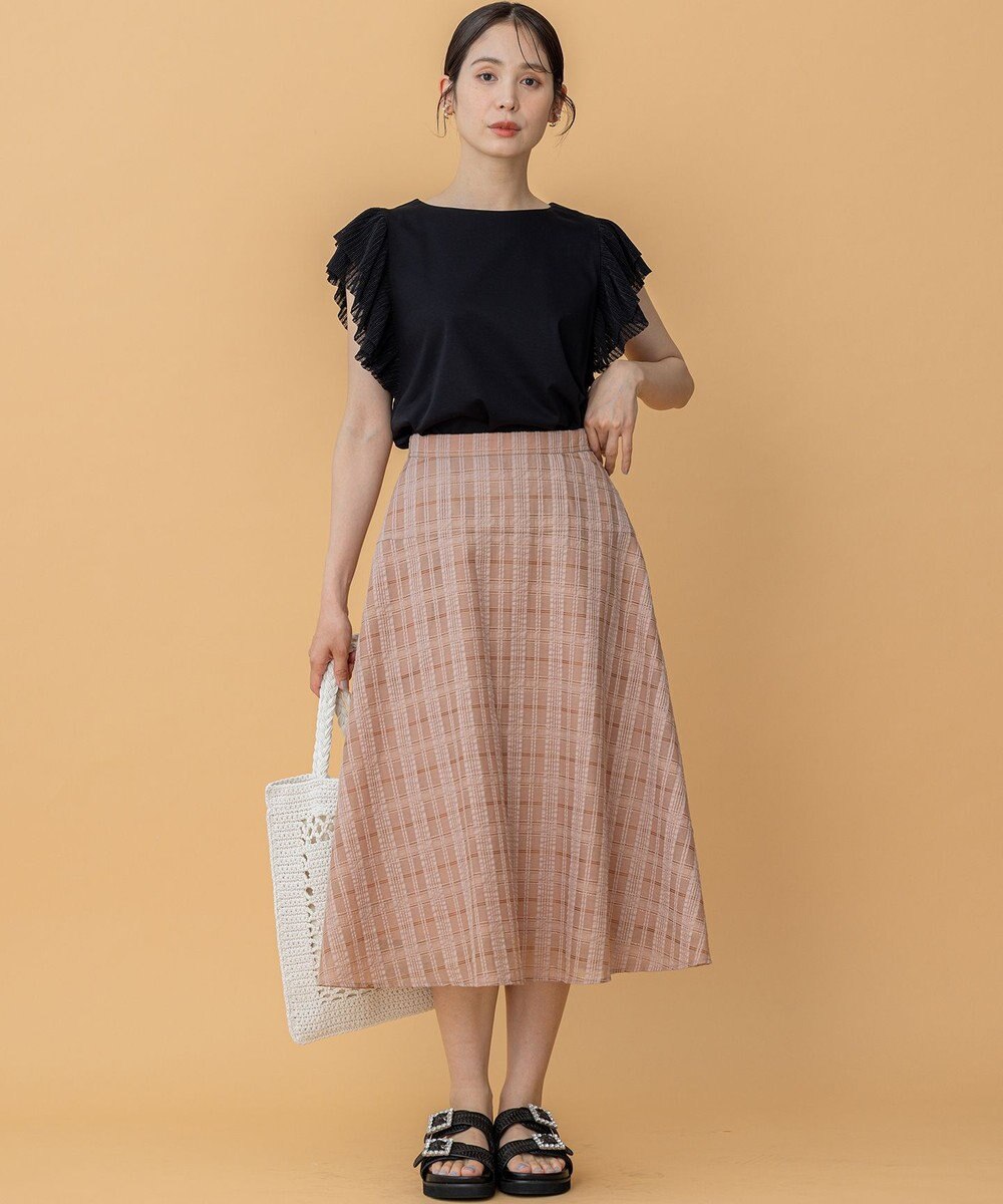 組曲 プリーツコンビフレンチスリーブ カットソー 