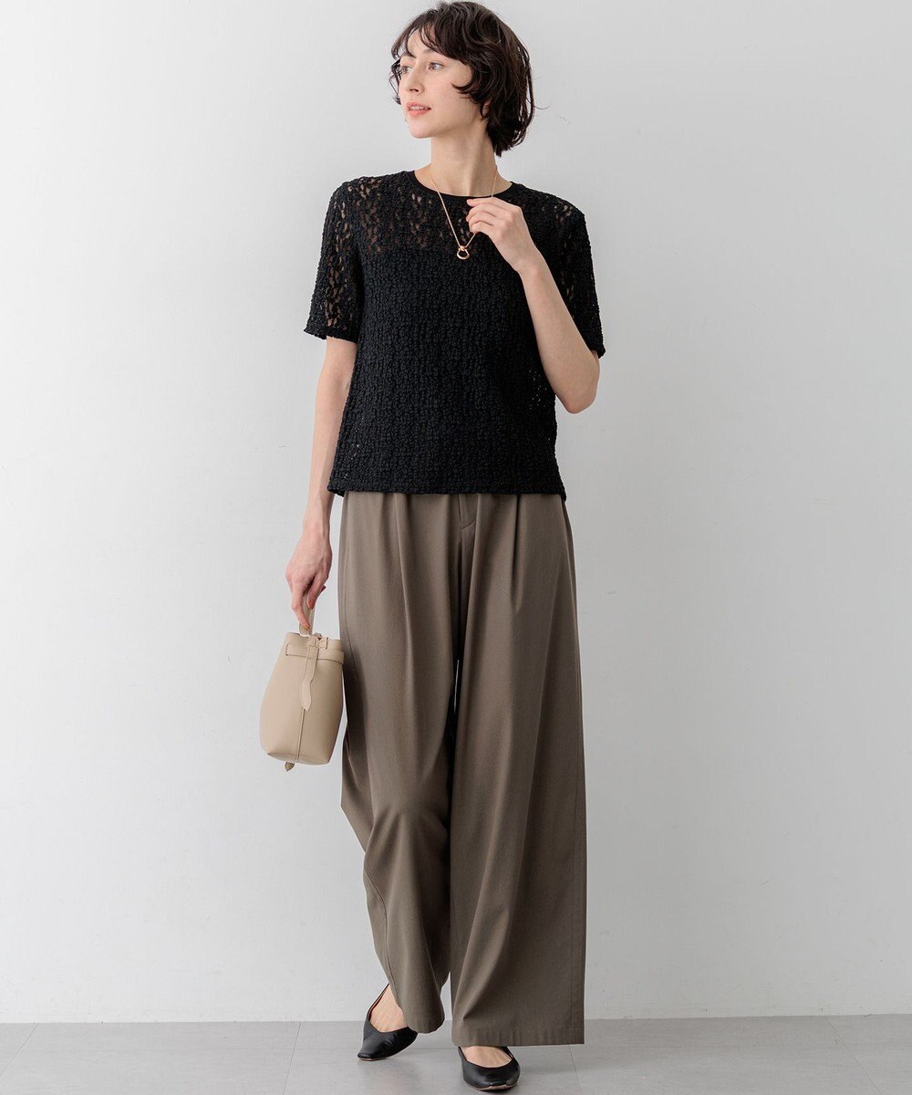 23区 【先行予約】ナチュラルスラブストレッチ ワイドパンツ 