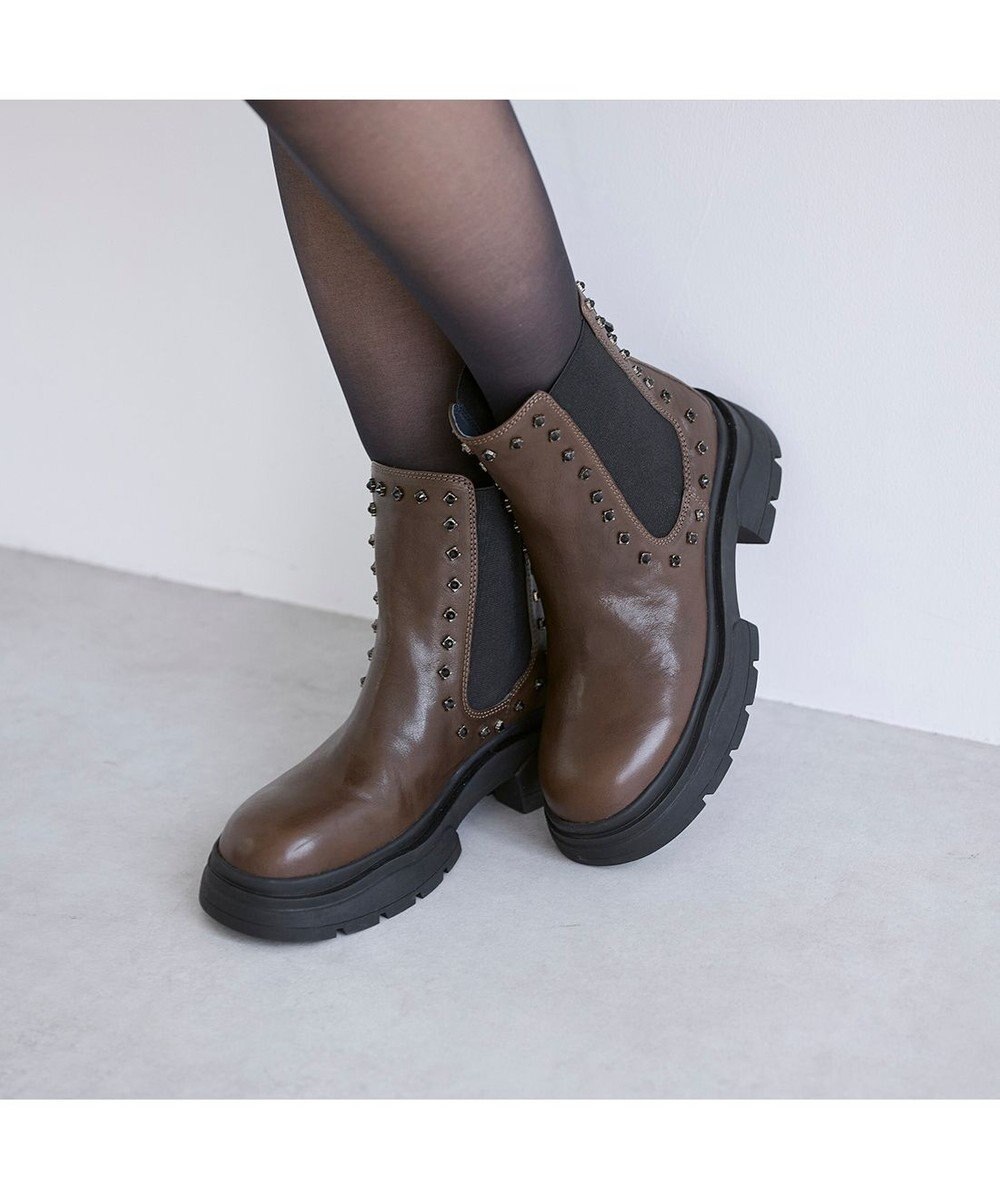 MODE ET JACOMO <carino>サイドゴアビジューショートブーツ 