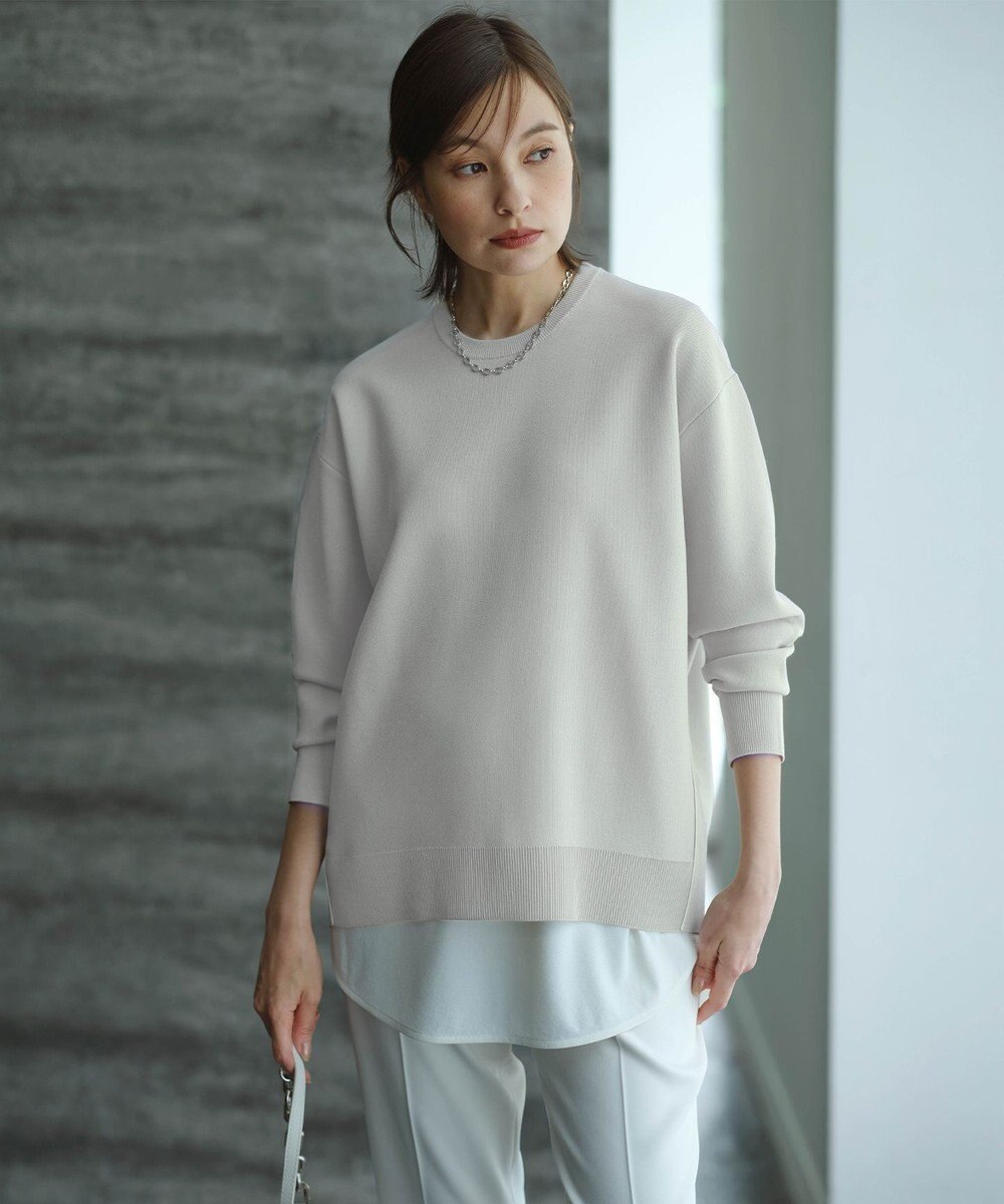 ICB L 【洗える】 シンセティックダブルフェイス ニットプルオーバー 