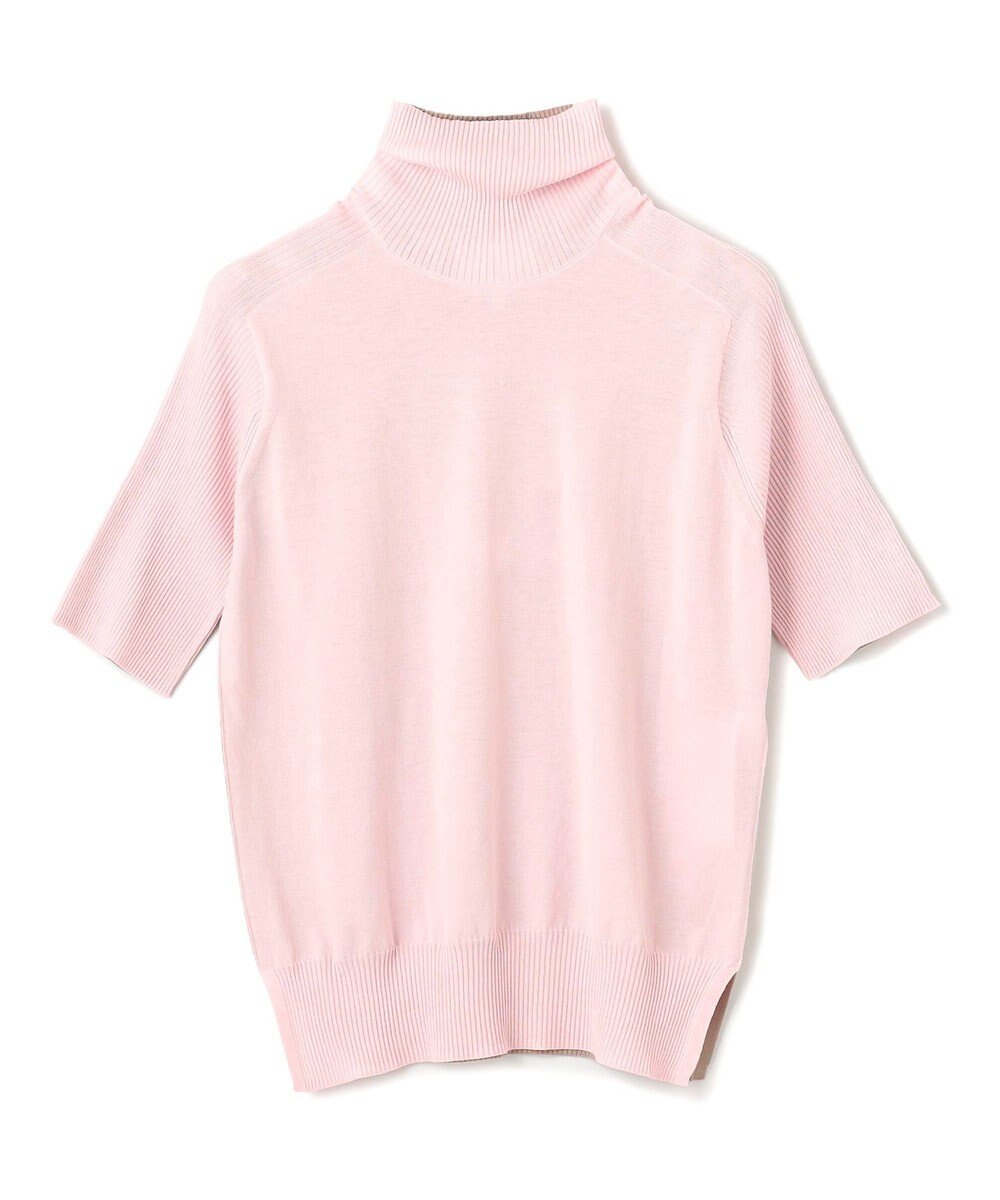 BEIGE， 【洗える】JULIE / シルク混カラーブロックタートルニット 