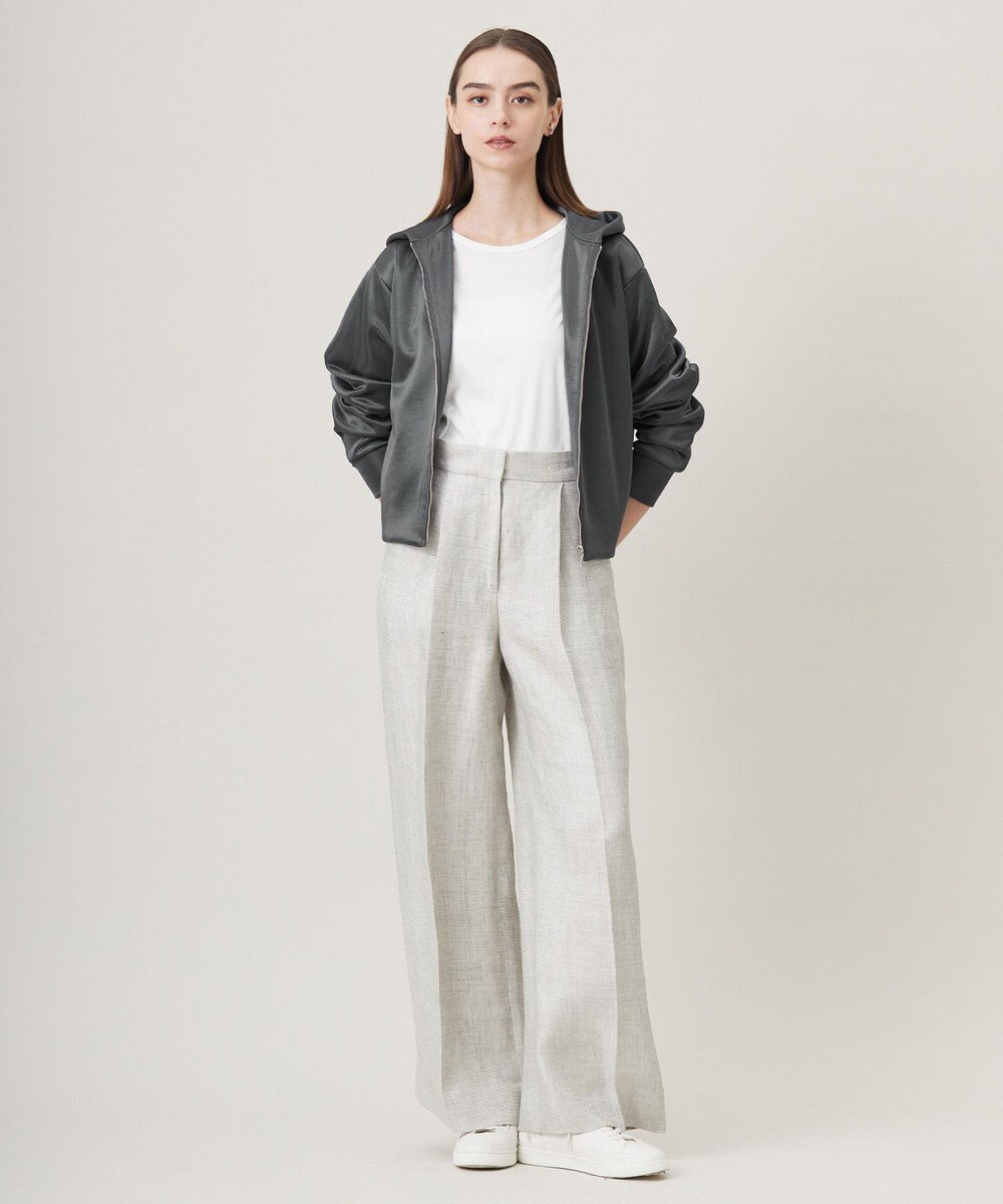 ICB 【日本製】トリアセリネンシャイニーツイル ワイドパンツ 