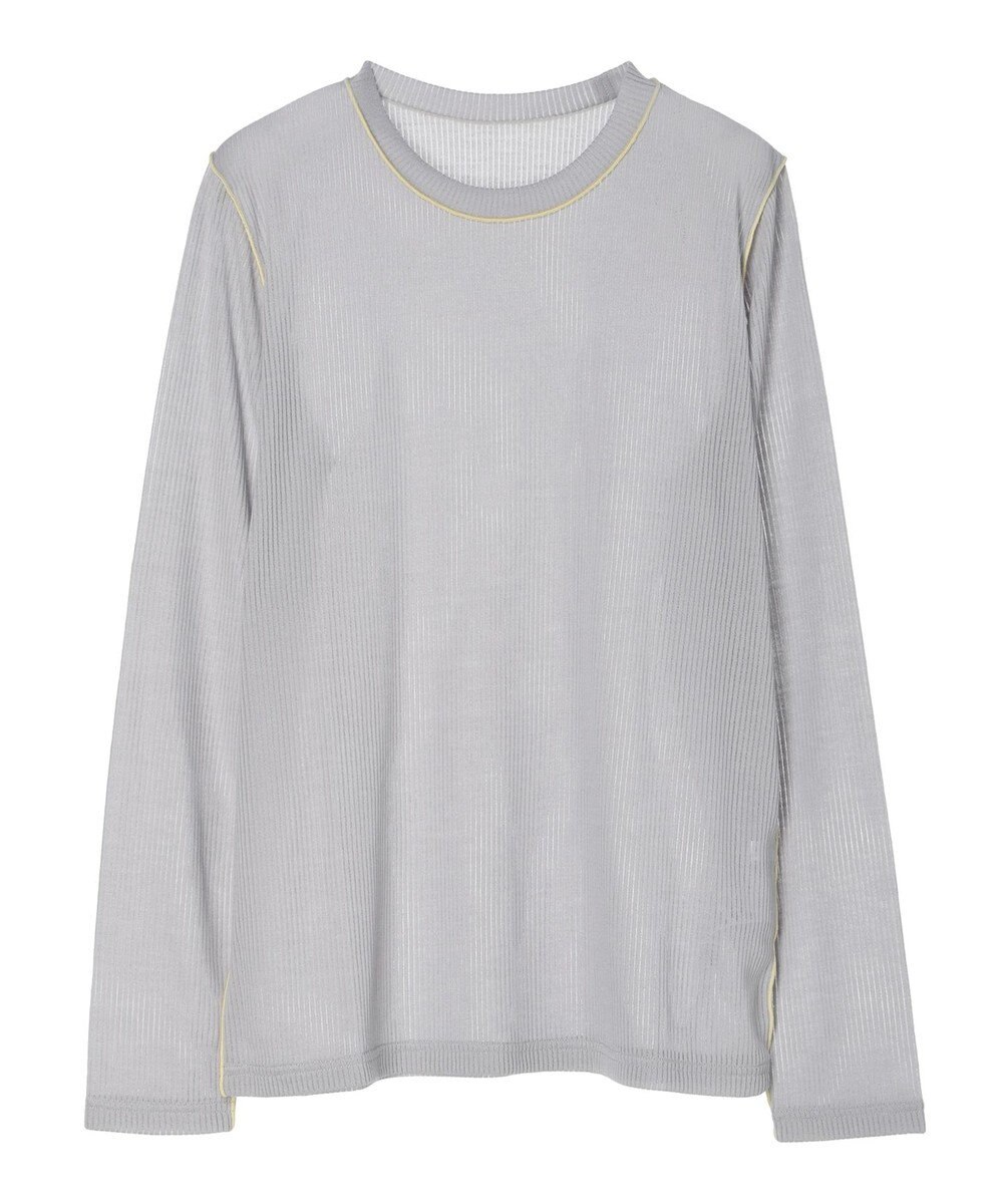 Green Parks 配色ステッチシアーリブプルオーバー 