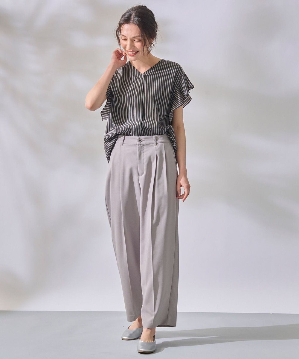 ANY 【洗濯機可能/ウエストゴム】美脚２タック ワイドパンツ 